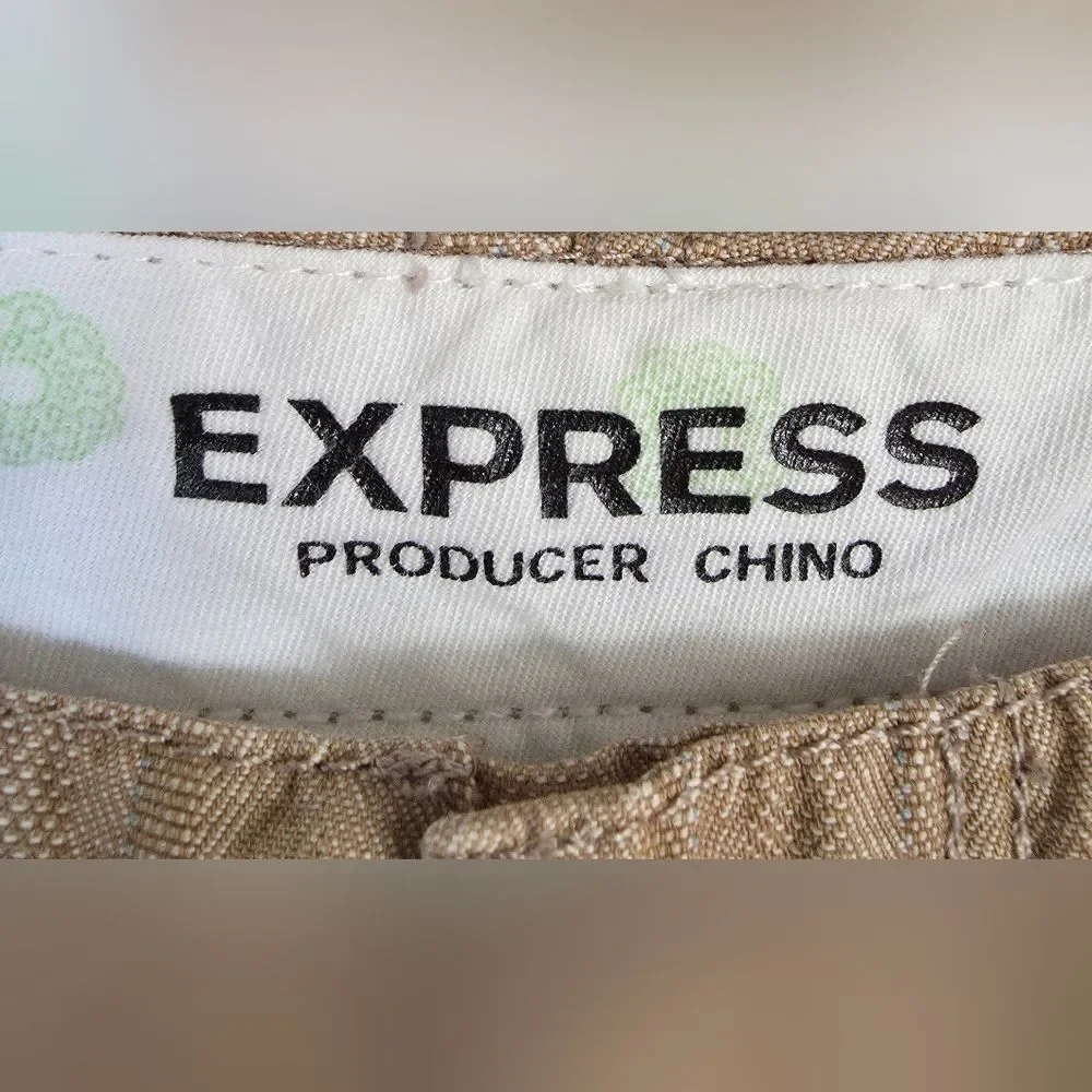 Express Men's Chinos Khaki Flat Front Casual Pants Size 32 x 32